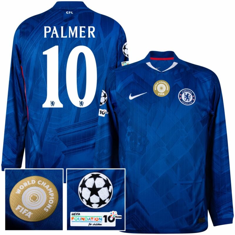 Chelsea Home Jersey. Palmer 10 Champions League Patch Set 2025-2026