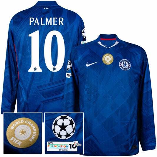 Chelsea Home Jersey. Palmer 10 Champions League Patch Set 2025-2026