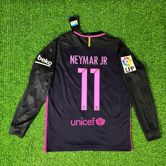 Neymar Jr Long-Sleeve Retro Pink Barcelona 2014/15 Jersey